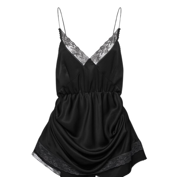 Magda Butrym Draped lace-trim slip mini dress in black