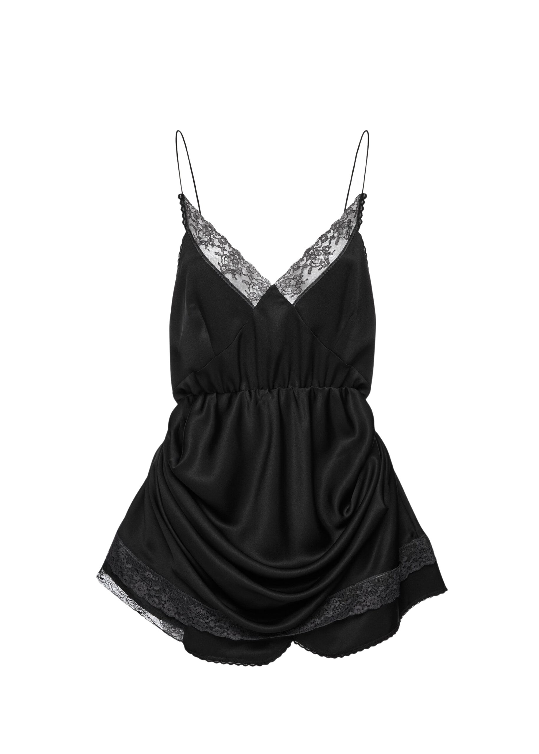 Magda Butrym Draped lace-trim slip mini dress in black