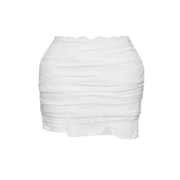 Magda Butrym Draped mini skirt with lace trim in white