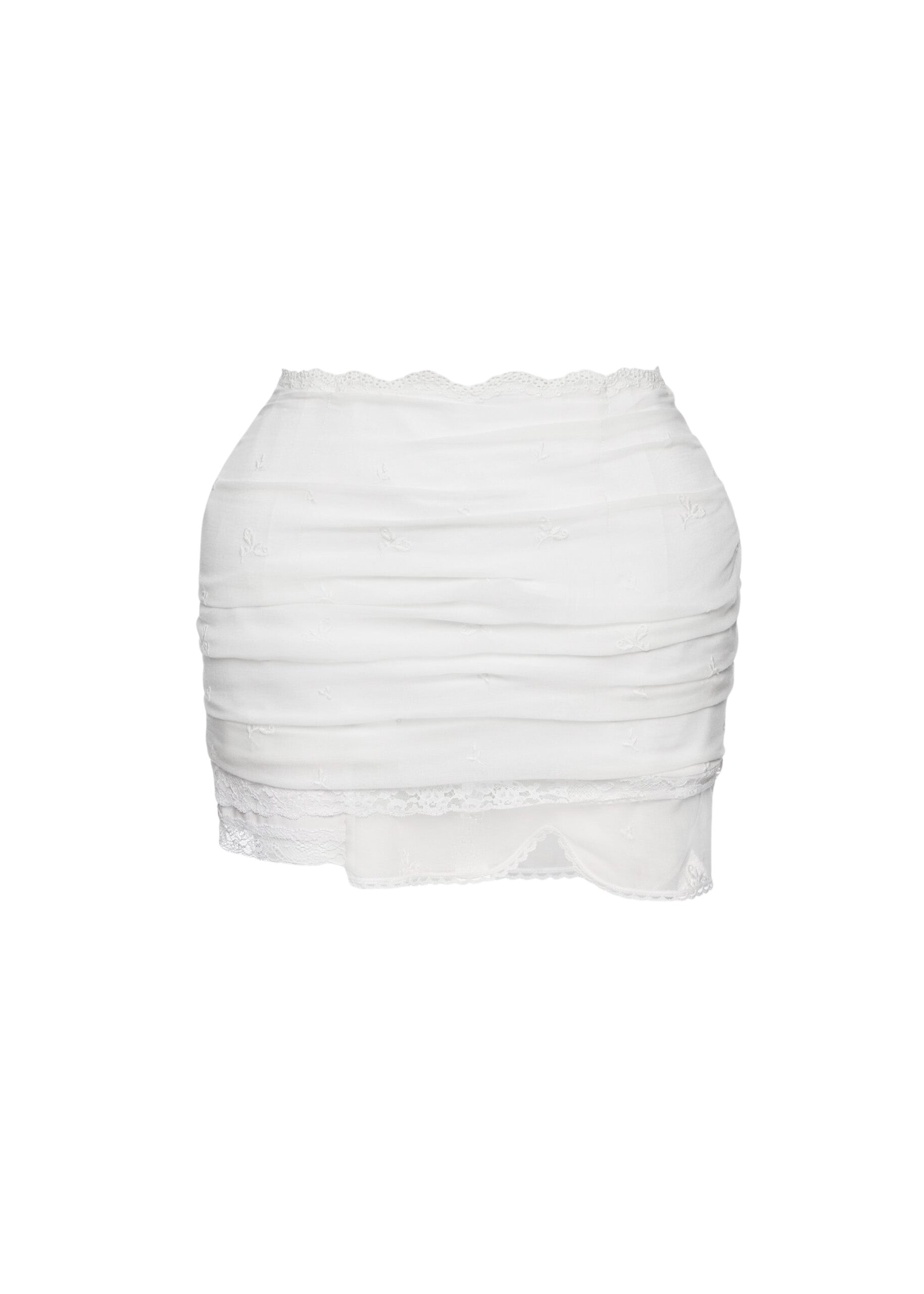 Magda Butrym Draped mini skirt with lace trim in white
