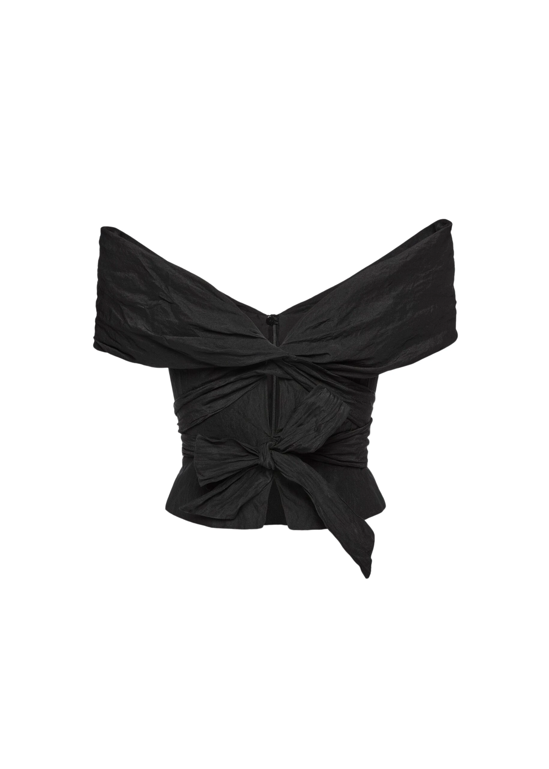 Magda Butrym Draped off shoulder blouse in black
