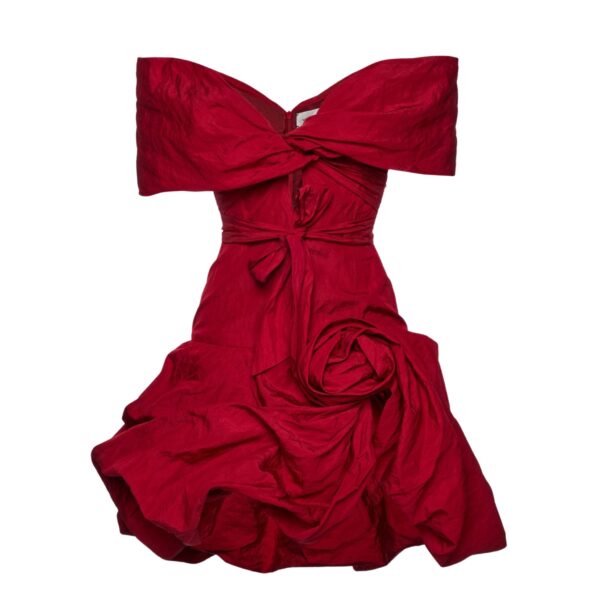 Magda Butrym Draped shawl-collar midi dress in red