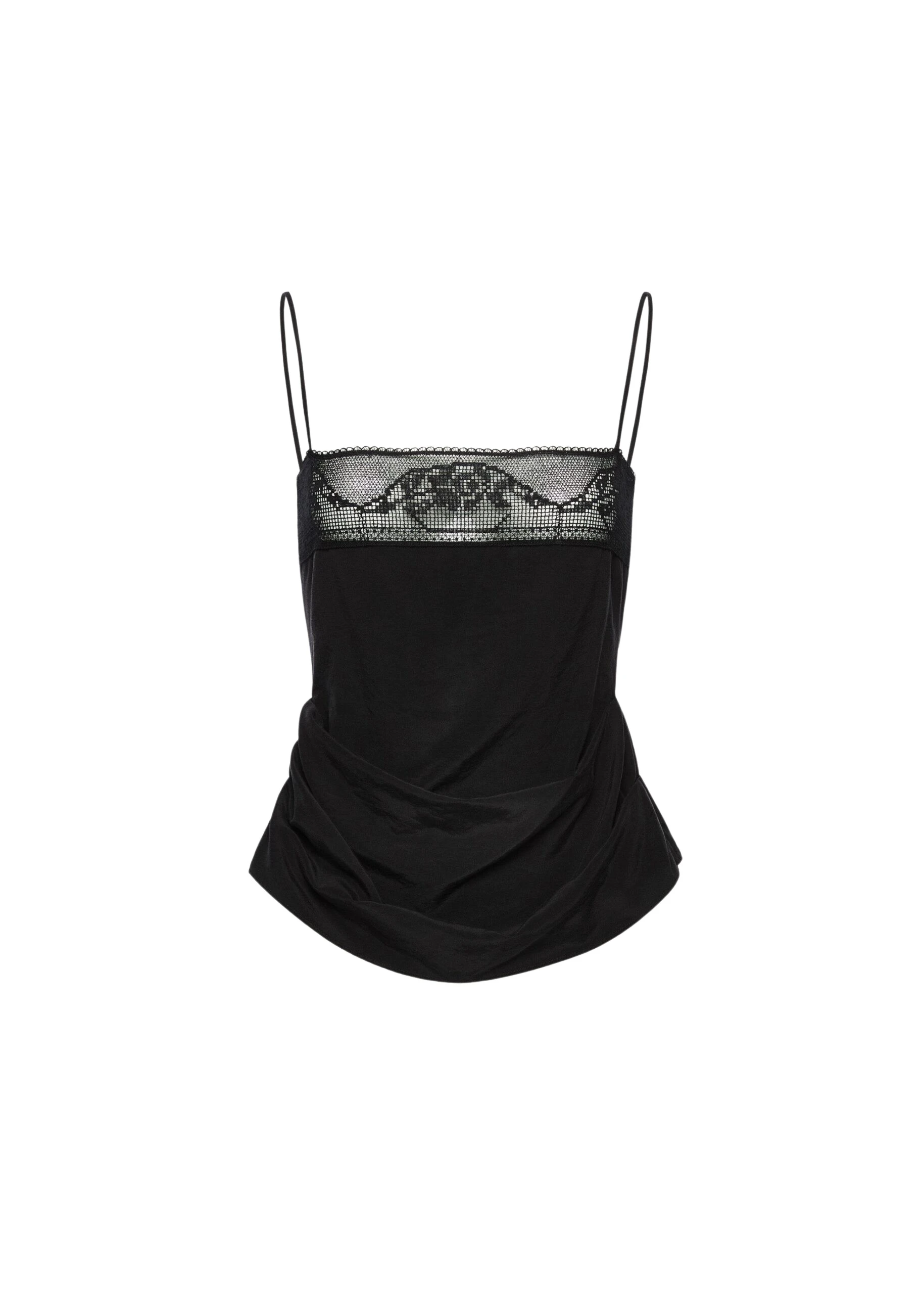 Magda-Butrym-Draped-silk-lace-trim-top-in-black-scaled49018_nobg Magda Butrym Draped silk lace-trim top in black