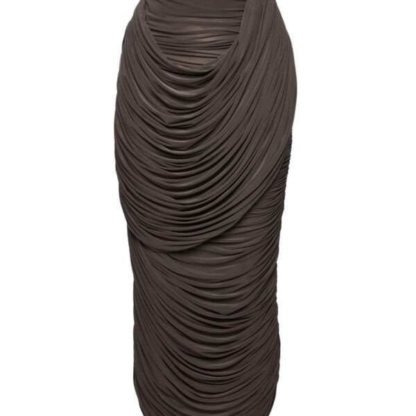 Magda Butrym Draped silk midi skirt in brown