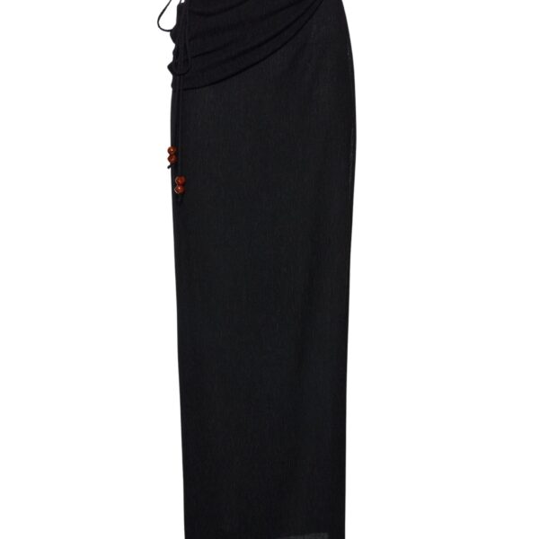 Magda Butrym Draped wrap maxi skirt with beads in black