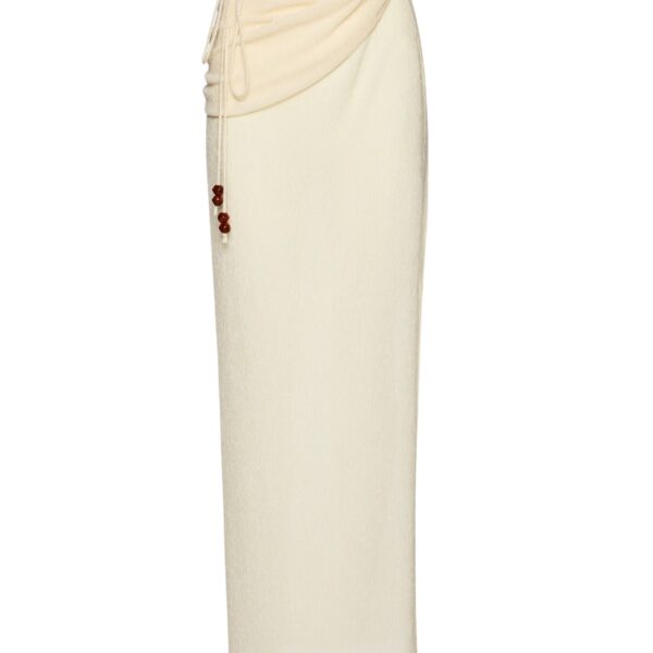 Magda Butrym Draped wrap maxi skirt with beads in cream