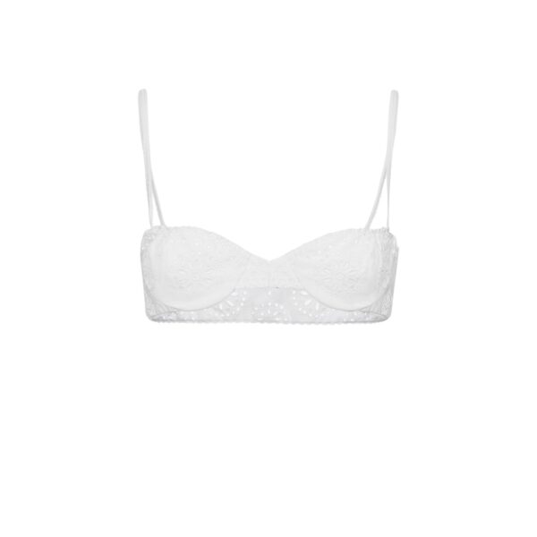 Magda Butrym Embroidered cotton lace bra in white