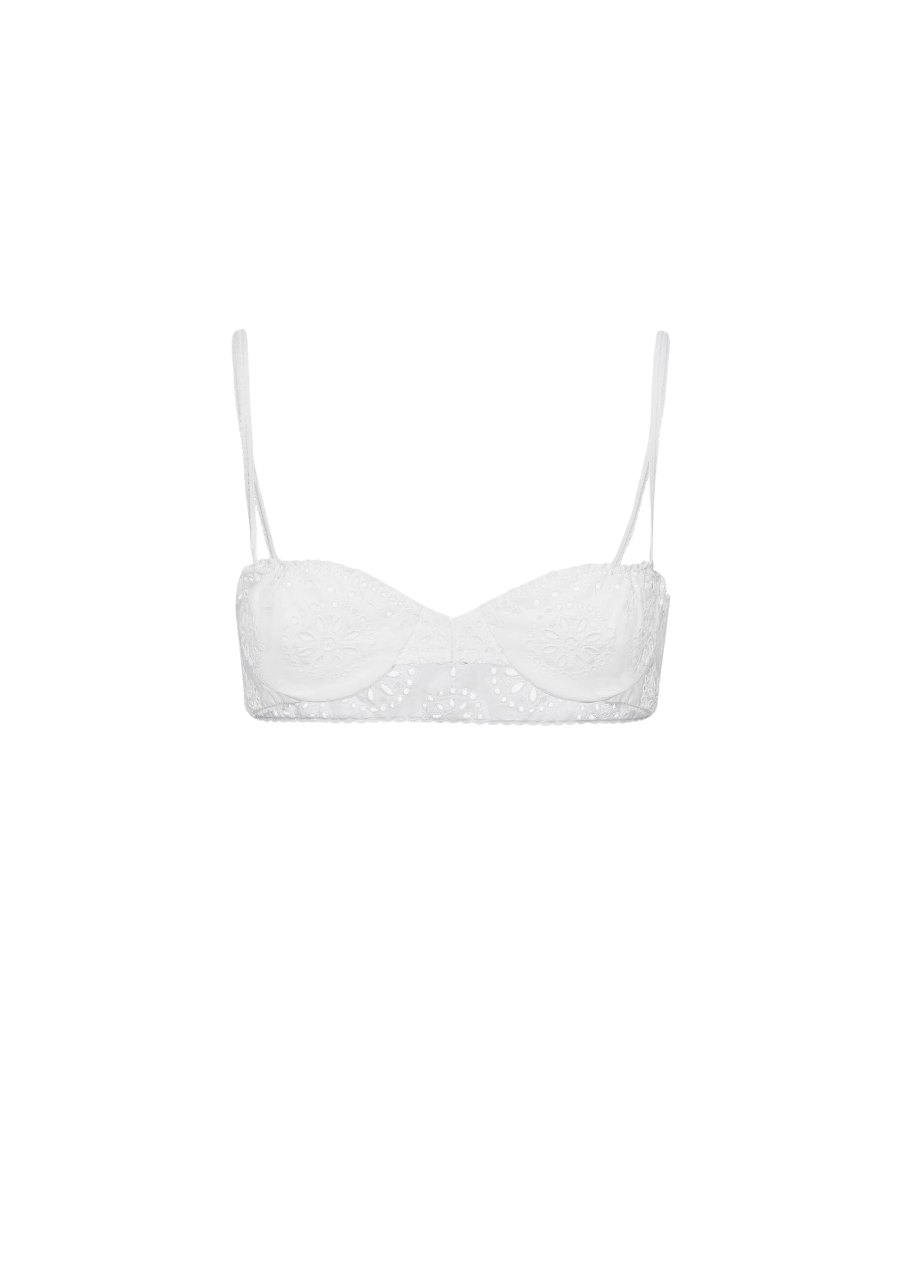 Magda Butrym Embroidered cotton lace bra in white