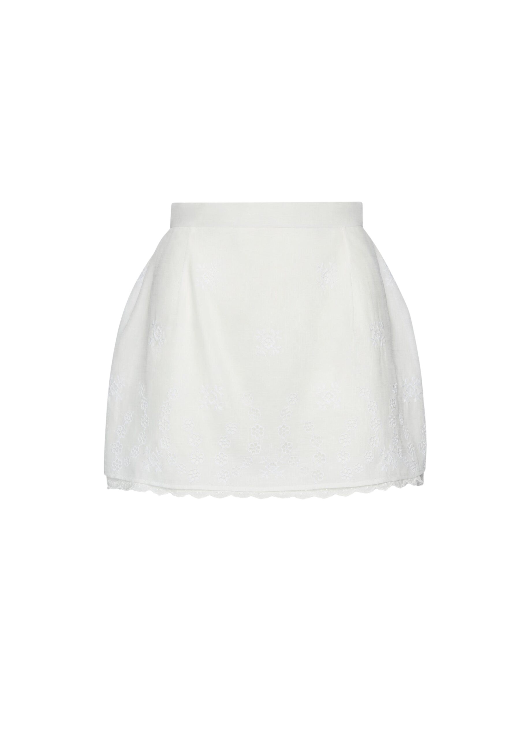 Magda Butrym Embroidered cotton-linen mini skirt in white