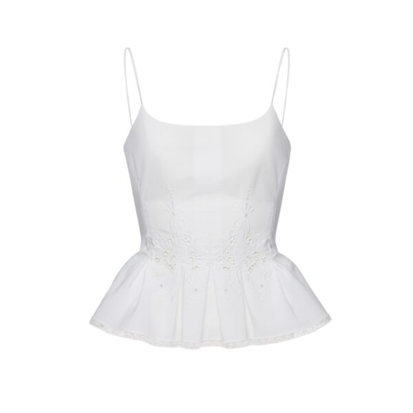 Magda Butrym Embroidered peplum top in white