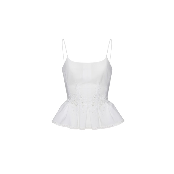 Magda Butrym Embroidered peplum top in white