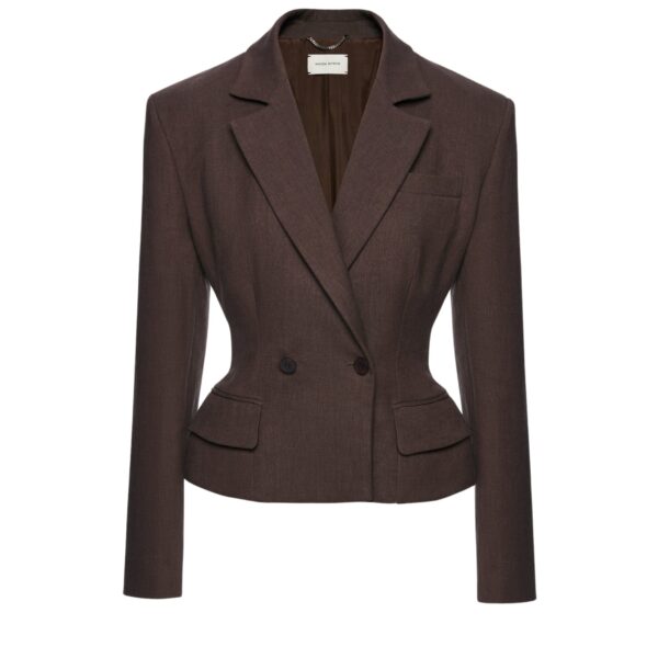 Magda Butrym Fitted linen double breasted blazer in brown