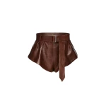 Magda Butrym Flared leather shorts in brown