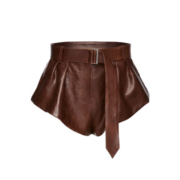 Magda Butrym Flared leather shorts in brown