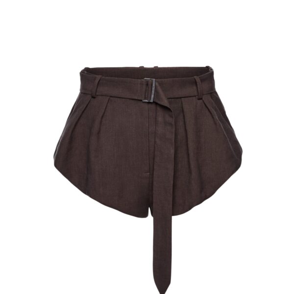 Magda Butrym Flared linen shorts in brown
