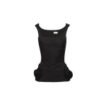 Magda Butrym Floral-appliqué cotton and silk top in black