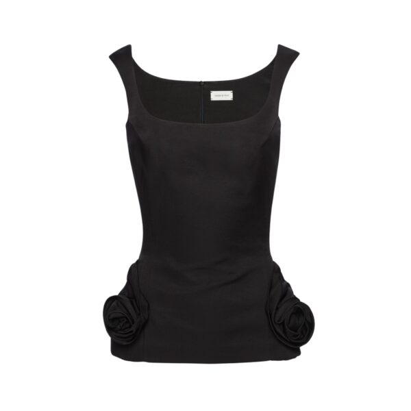 Magda Butrym Floral-appliqué cotton and silk top in black