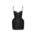Magda Butrym Floral detailing leather mini dress in black