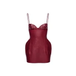 Magda Butrym Floral detailing leather mini dress in cherry red