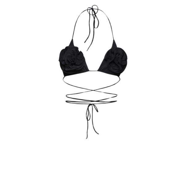 Magda Butrym Floral strappy triangle bikini top in black