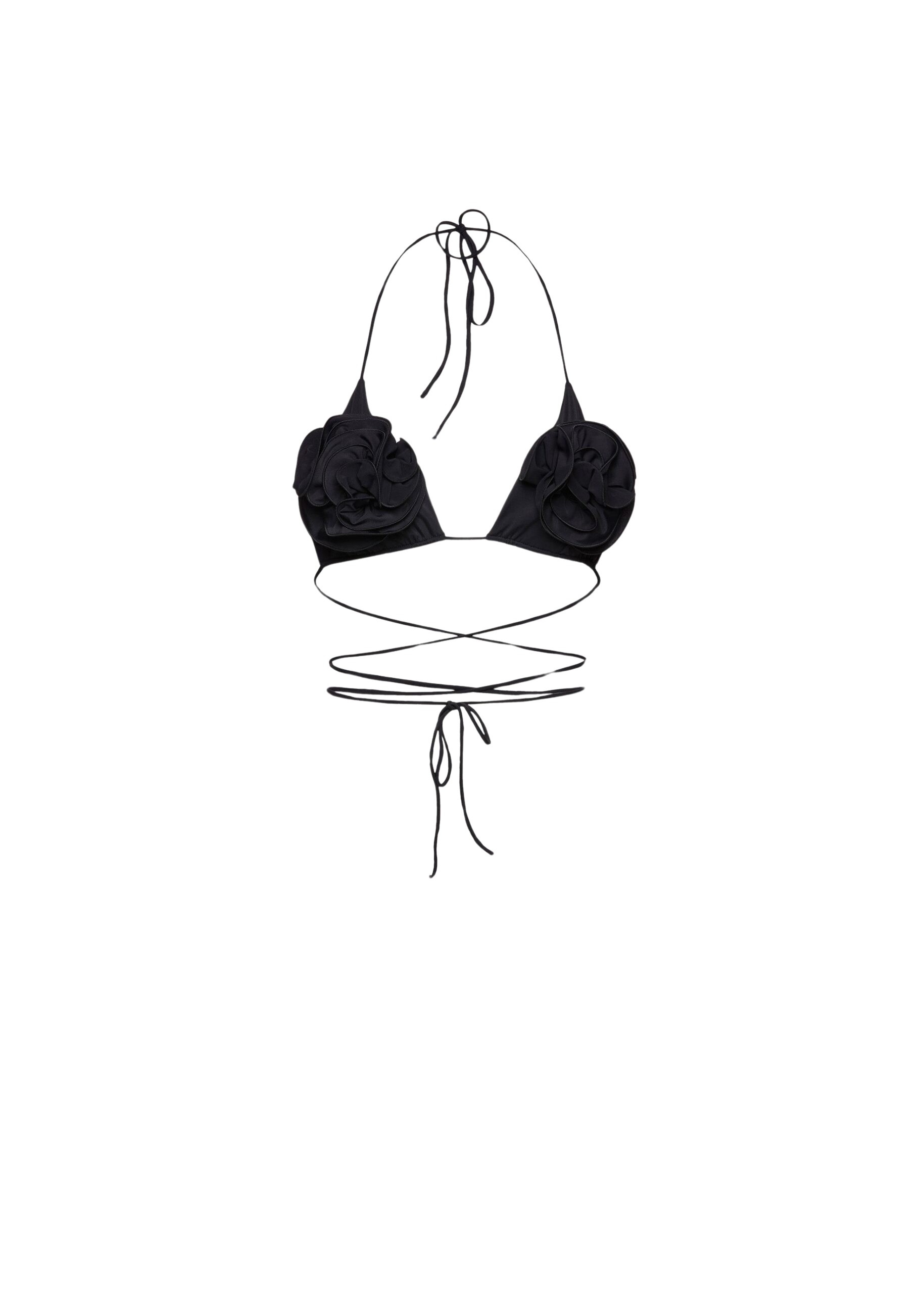 Magda Butrym Floral strappy triangle bikini top in black