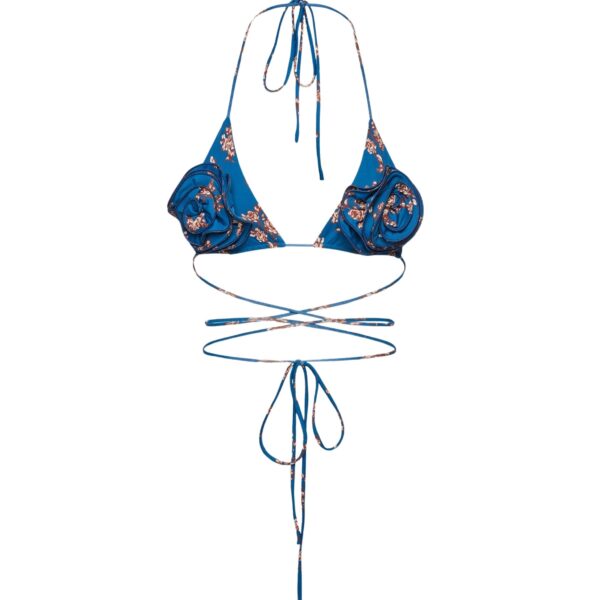Magda Butrym Floral strappy triangle bikini top in blue floral print