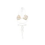 Magda Butrym Floral strappy triangle bikini top in cream