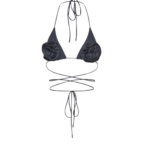 Magda Butrym Floral strappy triangle bikini top in grey
