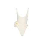 Magda Butrym Flower scoop neck swimsuit in cream