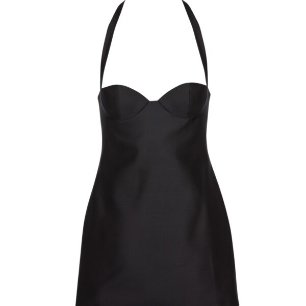 Magda Butrym Halter-neck bustier wool and silk mini dress in black