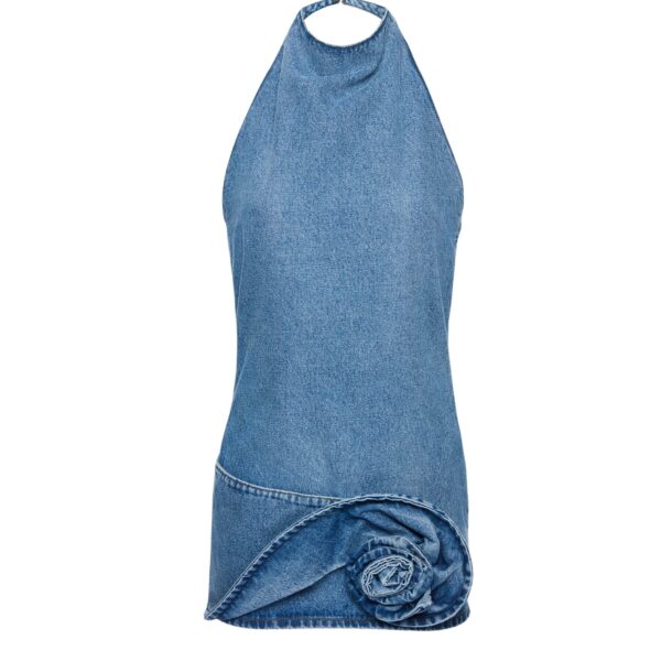 Magda Butrym Halter-neck denim mini dress in light blue