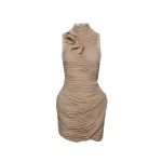 Magda Butrym High-neck draped mini dress in beige