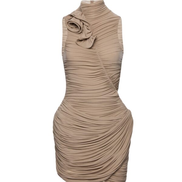 Magda Butrym High-neck draped mini dress in beige