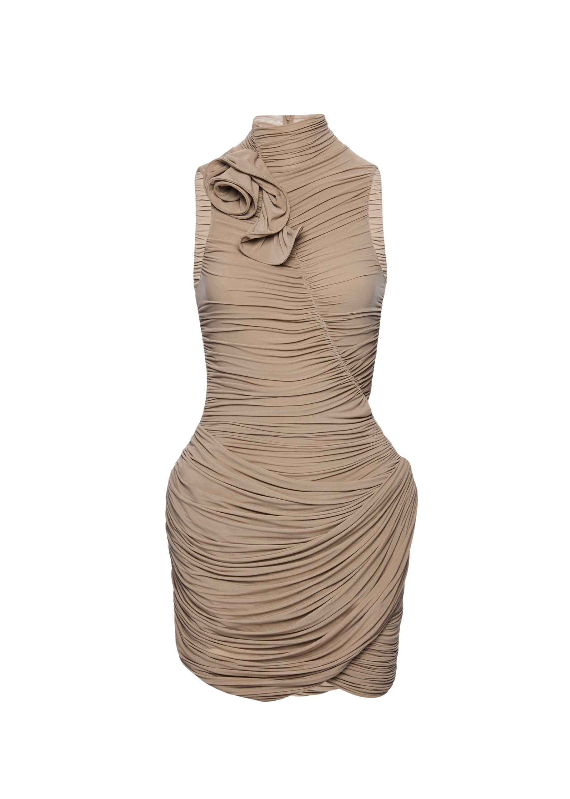Magda Butrym High-neck draped mini dress in beige