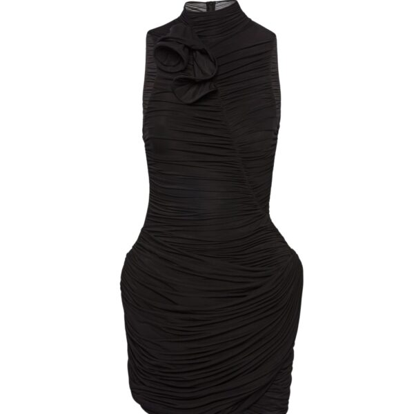Magda Butrym High-neck draped mini dress in black