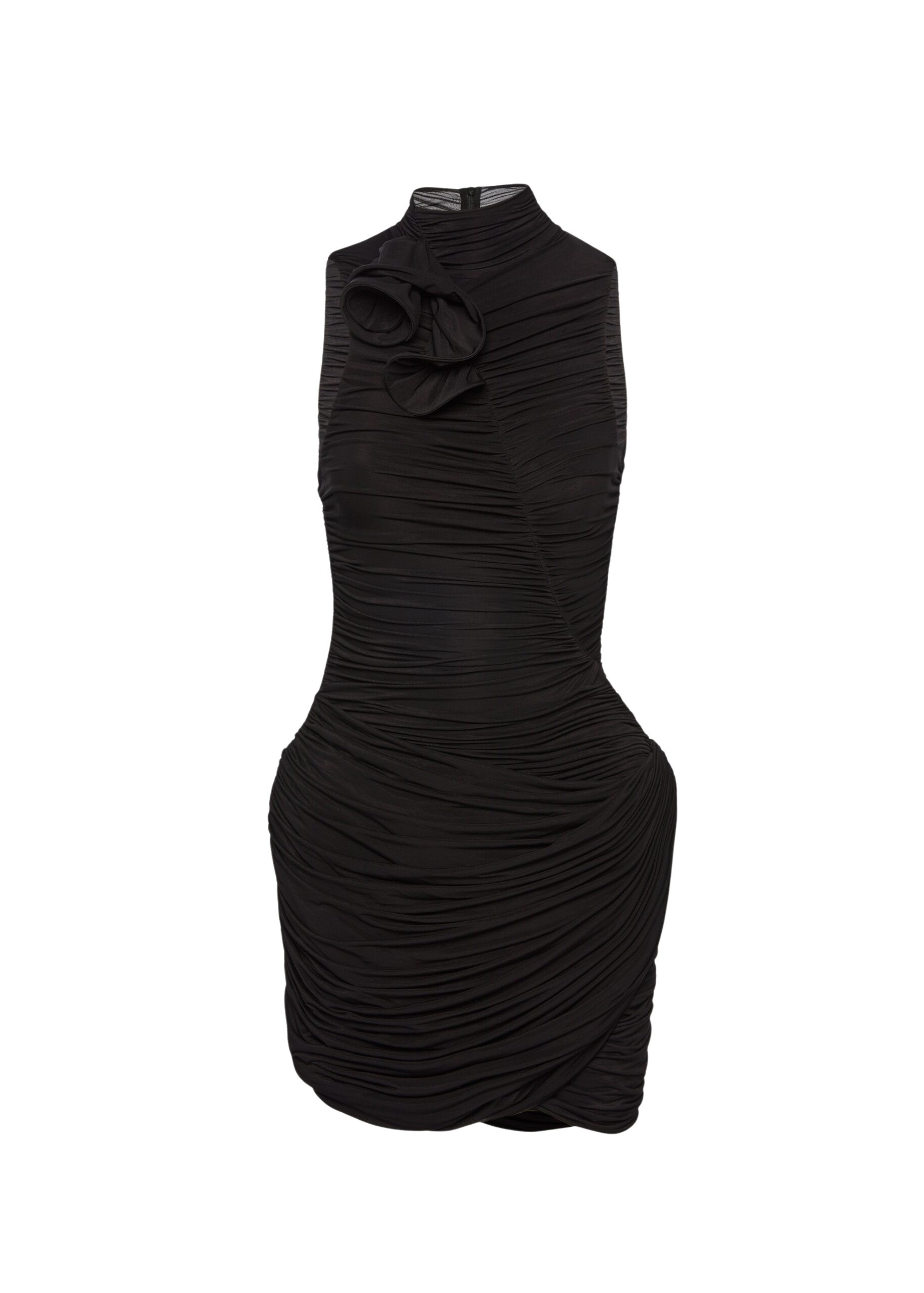 Magda Butrym High-neck draped mini dress in black