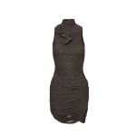 Magda Butrym High-neck draped mini dress in brown
