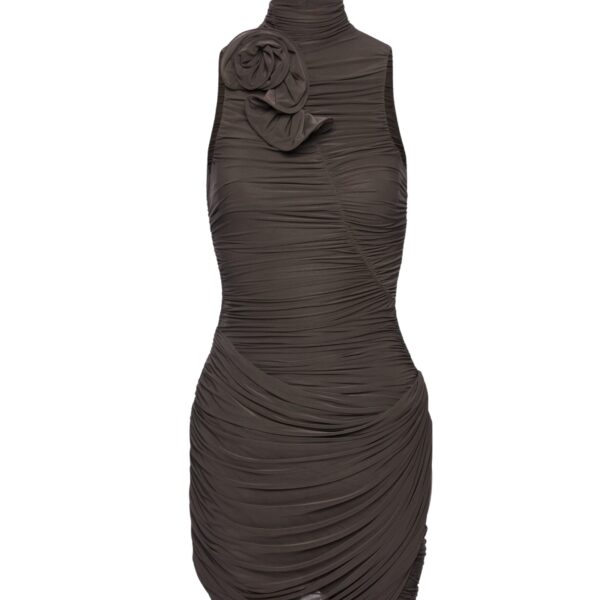 Magda Butrym High-neck draped mini dress in brown
