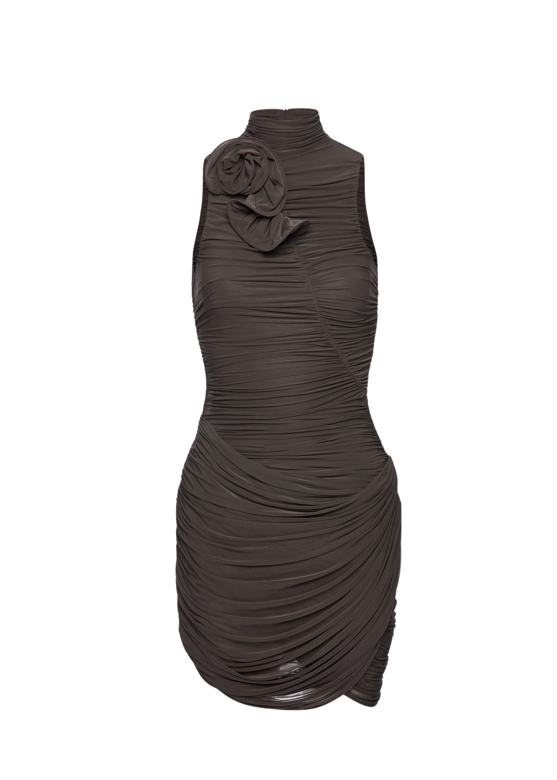 Magda Butrym High-neck draped mini dress in brown