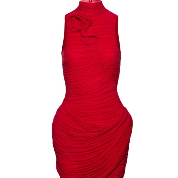 Magda Butrym High-neck draped mini dress in red