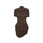 Magda Butrym High-neck draped mini dress with cape detail in brown