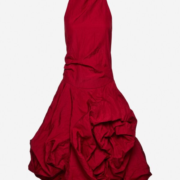 Magda Butrym High-neck dress with adjustable skirt in red