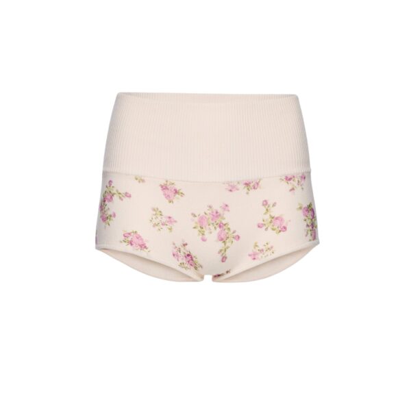 Magda Butrym High-waisted cotton knit shorts in cream floral print