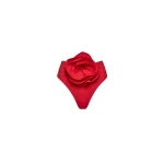 Magda Butrym High-waisted flower appliqué swim bottom in red