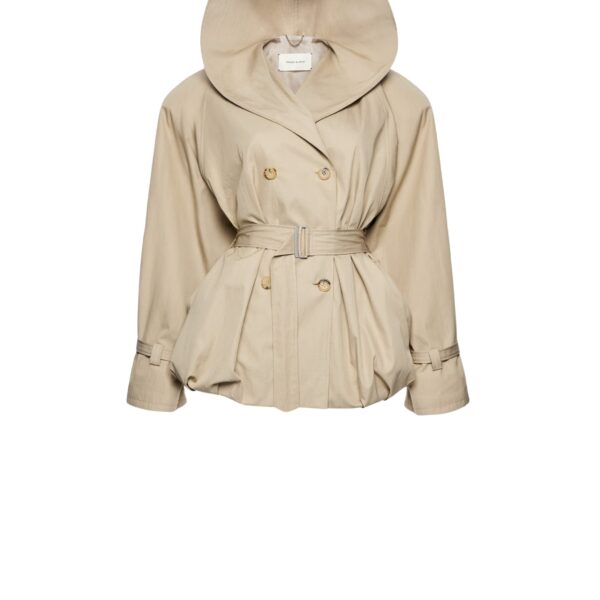 Magda Butrym Hooded belted bubble jacket in beige