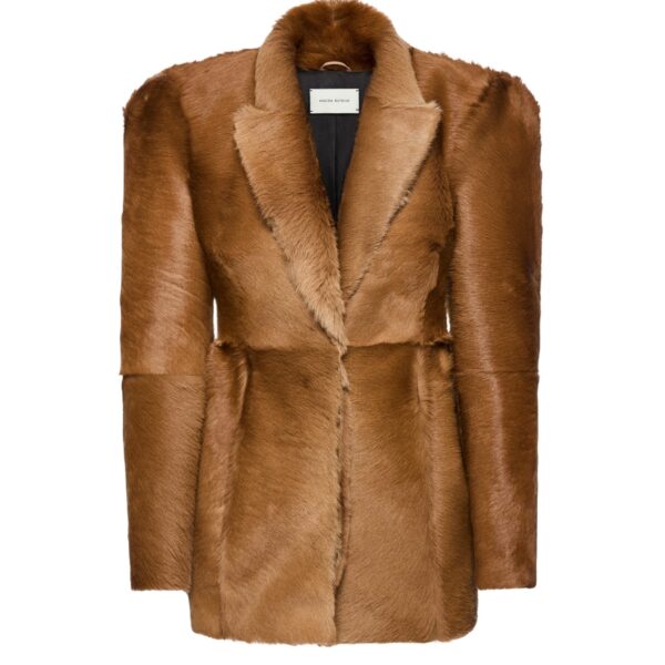 Magda Butrym Hourglass fur-effect blazer in light brown