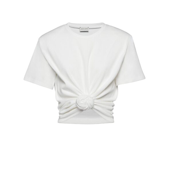 Magda Butrym Knotted ribbed t-shirt in cream