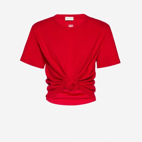 Magda Butrym Knotted ribbed t-shirt in red