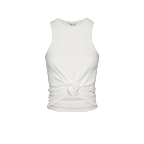 Magda Butrym Knotted ribbed tank top in cream