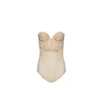 Magda Butrym Lace crochet bustier bodysuit in cream